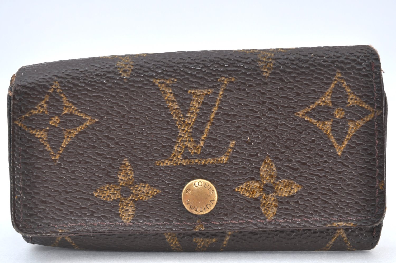 Authentic Louis Vuitton Monogram Cigarette Case Key Case Brown 3Set Junk K8439