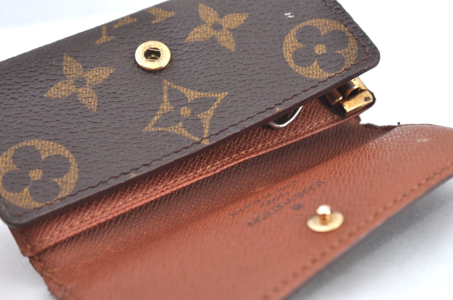 Authentic Louis Vuitton Monogram Cigarette Case Key Case Brown 3Set Junk K8439