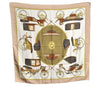 Authentic HERMES Carre 90 Scarf "LES VOITURES A TRANSFORMATION" Silk Beige K8444