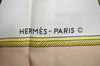 Authentic HERMES Carre 90 Scarf "LES VOITURES A TRANSFORMATION" Silk Beige K8444