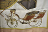 Authentic HERMES Carre 90 Scarf "LES VOITURES A TRANSFORMATION" Silk Beige K8444