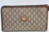 Authentic GUCCI GG Plus Clutch Hand Bag Purse PVC Leather Brown K8445