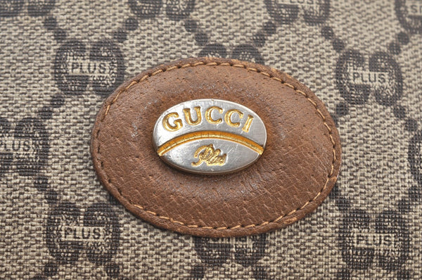 Authentic GUCCI GG Plus Clutch Hand Bag Purse PVC Leather Brown K8445