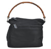 Authentic GUCCI Bamboo 2Way Shoulder Hand Bag Purse Nylon Leather Black K8446