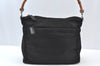 Authentic GUCCI Bamboo 2Way Shoulder Hand Bag Purse Nylon Leather Black K8446