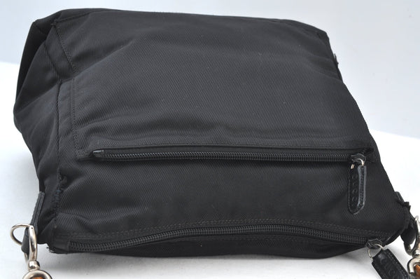 Authentic GUCCI Bamboo 2Way Shoulder Hand Bag Purse Nylon Leather Black K8446