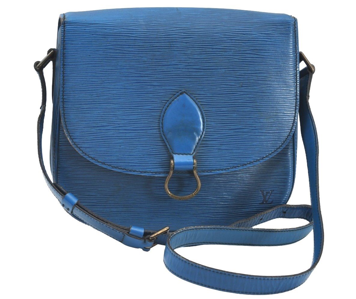 Auth Louis Vuitton Epi Saint Cloud GM Shoulder Cross Body Bag M52195 Blue K8448