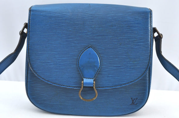 Auth Louis Vuitton Epi Saint Cloud GM Shoulder Cross Body Bag M52195 Blue K8448
