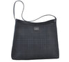 Authentic BURBERRY Vintage Check Shoulder Tote Bag PVC Leather Black Navy K8449