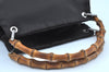 Authentic GUCCI Bamboo Vintage Shoulder Hand Bag Purse Nylon Leather Brown K8450