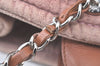 Authentic CHANEL CC Logo Chain Shoulder Tote Bag Canvas Leather Pink K8458