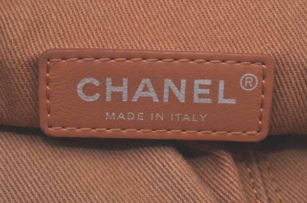 Authentic CHANEL CC Logo Chain Shoulder Tote Bag Canvas Leather Pink K8458
