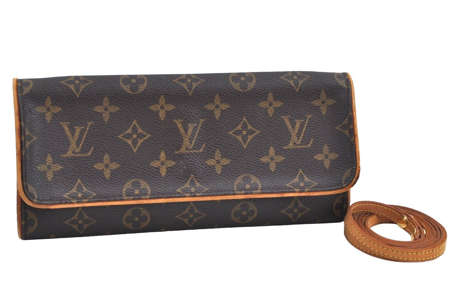 Authentic Louis Vuitton Monogram Pochette Twin GM Shoulder Bag M51852 LV K8466