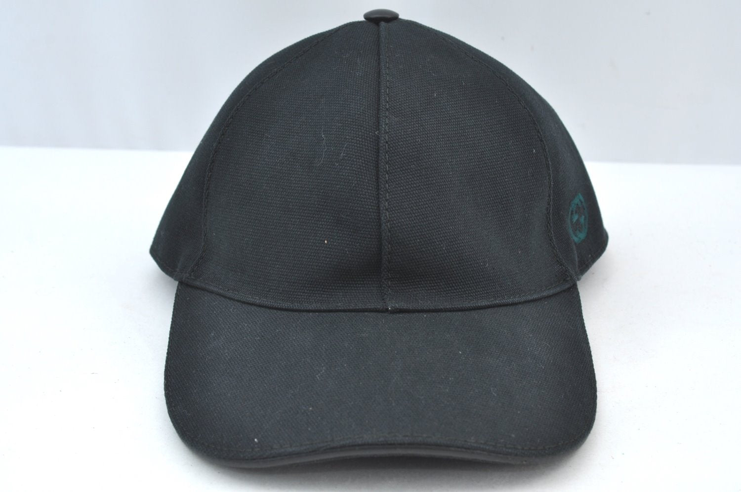 Authentic GUCCI Web Sherry Line Cap Canvas Leather Size S 57cm Black K8477