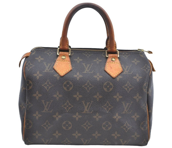 Authentic Louis Vuitton Monogram Speedy 25 Boston Hand Bag M41528 LV K8482