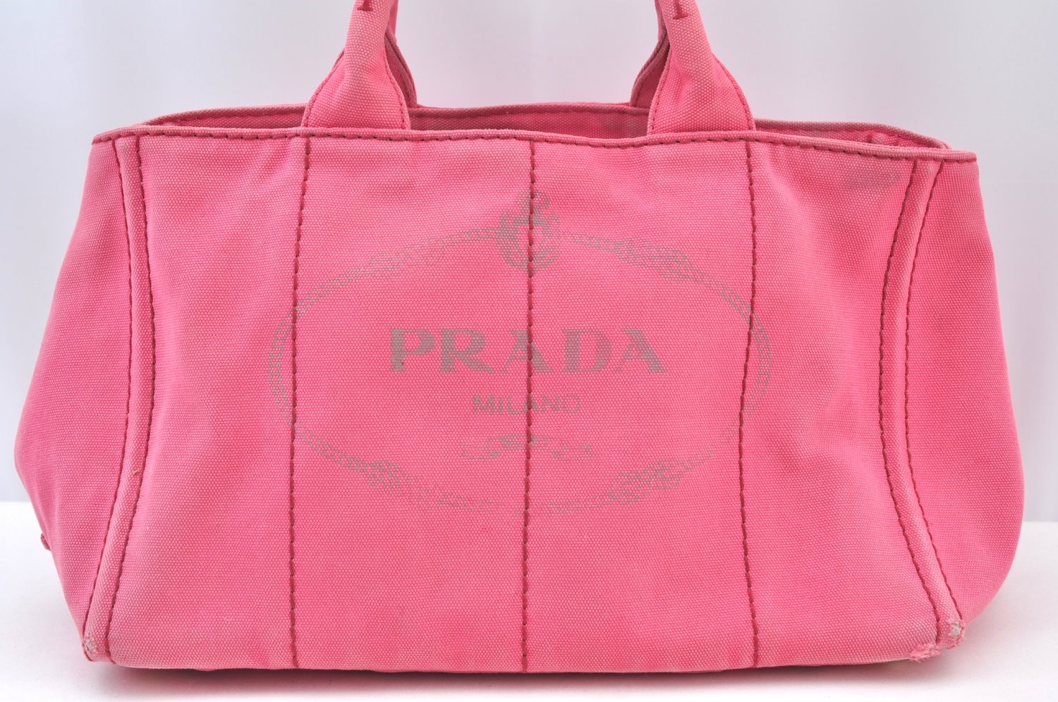 Authentic PRADA Canapa M 2Way Tote Hand Bag Canvas BN2642 Pink K8485