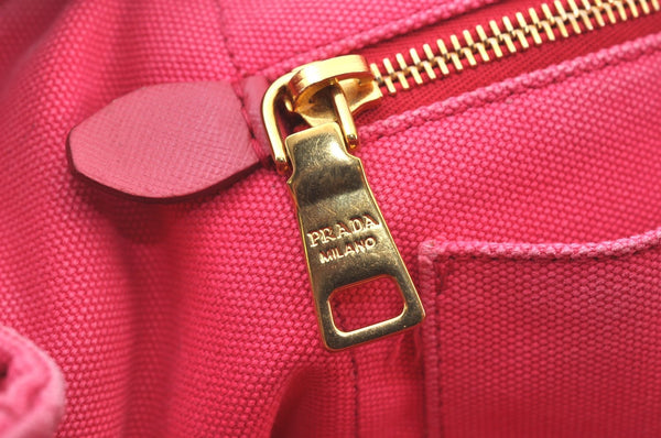 Authentic PRADA Canapa M 2Way Tote Hand Bag Canvas BN2642 Pink K8485
