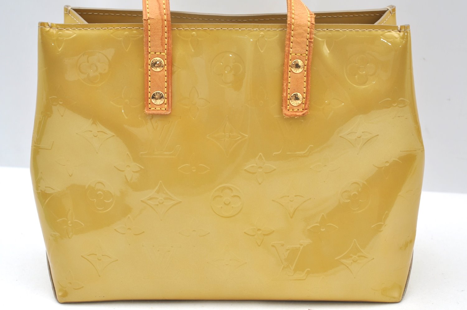 Authentic Louis Vuitton Vernis Reade PM Hand Bag Yellow M91334 LV K8486