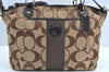 Authentic COACH Signature 2Way Tote Bag Canvas Leather F19203 Brown K8489