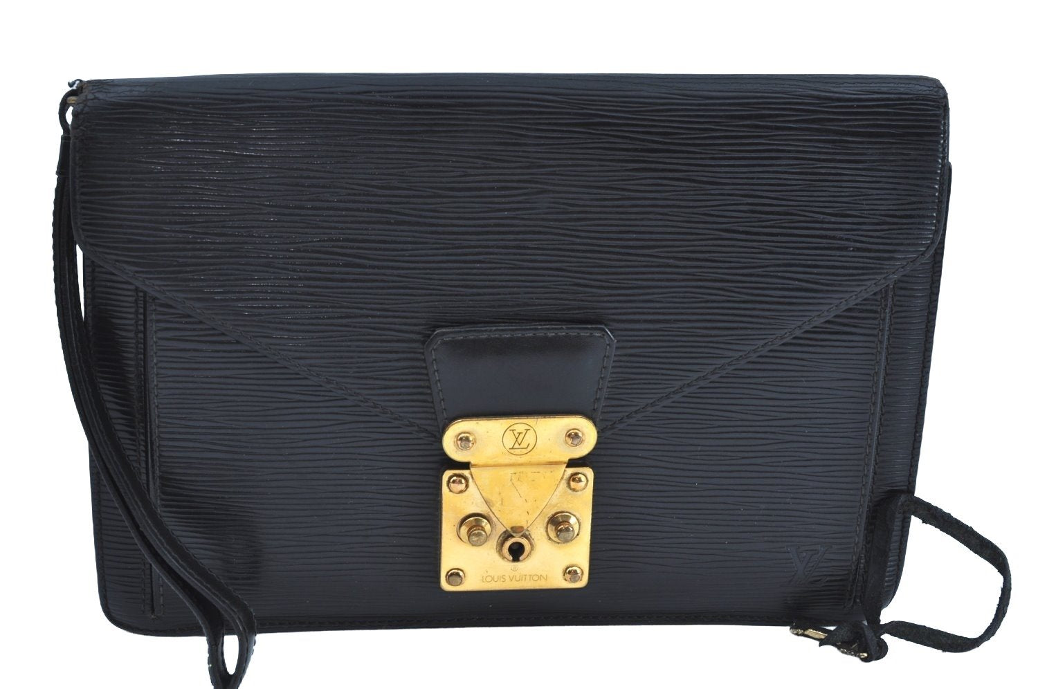 Auth Louis Vuitton Epi Pochette Sellier Dragonne Clutch Bag M52612 Black K8491