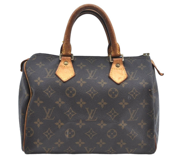 Authentic Louis Vuitton Monogram Speedy 25 Boston Hand Bag M41528 LV Junk K8493