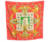 Authentic HERMES Carre 90 Scarf "HOMMAGE A CHARLES GARNIER" Silk Red K8495