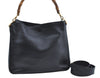Authentic GUCCI Bamboo 2Way Shoulder Bag Leather Black Junk K8506