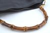 Authentic GUCCI Bamboo 2Way Shoulder Bag Leather Black Junk K8506