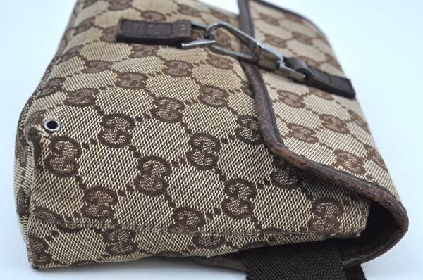 Authentic GUCCI Vintage Waist Body Bag Purse GG Canvas Leather 92543 Brown K8507