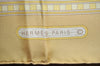 Authentic HERMES Carre 90 Scarf "JEUX DE PAILLE" Silk Beige K8512