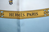 Auth HERMES Carre 90 Scarf "LA PROMENADE DE LONGCHAMPS" Silk Light Blue K8513