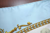 Auth HERMES Carre 90 Scarf "LA PROMENADE DE LONGCHAMPS" Silk Light Blue K8513