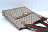 Authentic GUCCI Web Sherry Line GG Plus Tote Bag PVC Leather Brown K8515