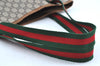 Authentic GUCCI Web Sherry Line GG Plus Tote Bag PVC Leather Brown K8515