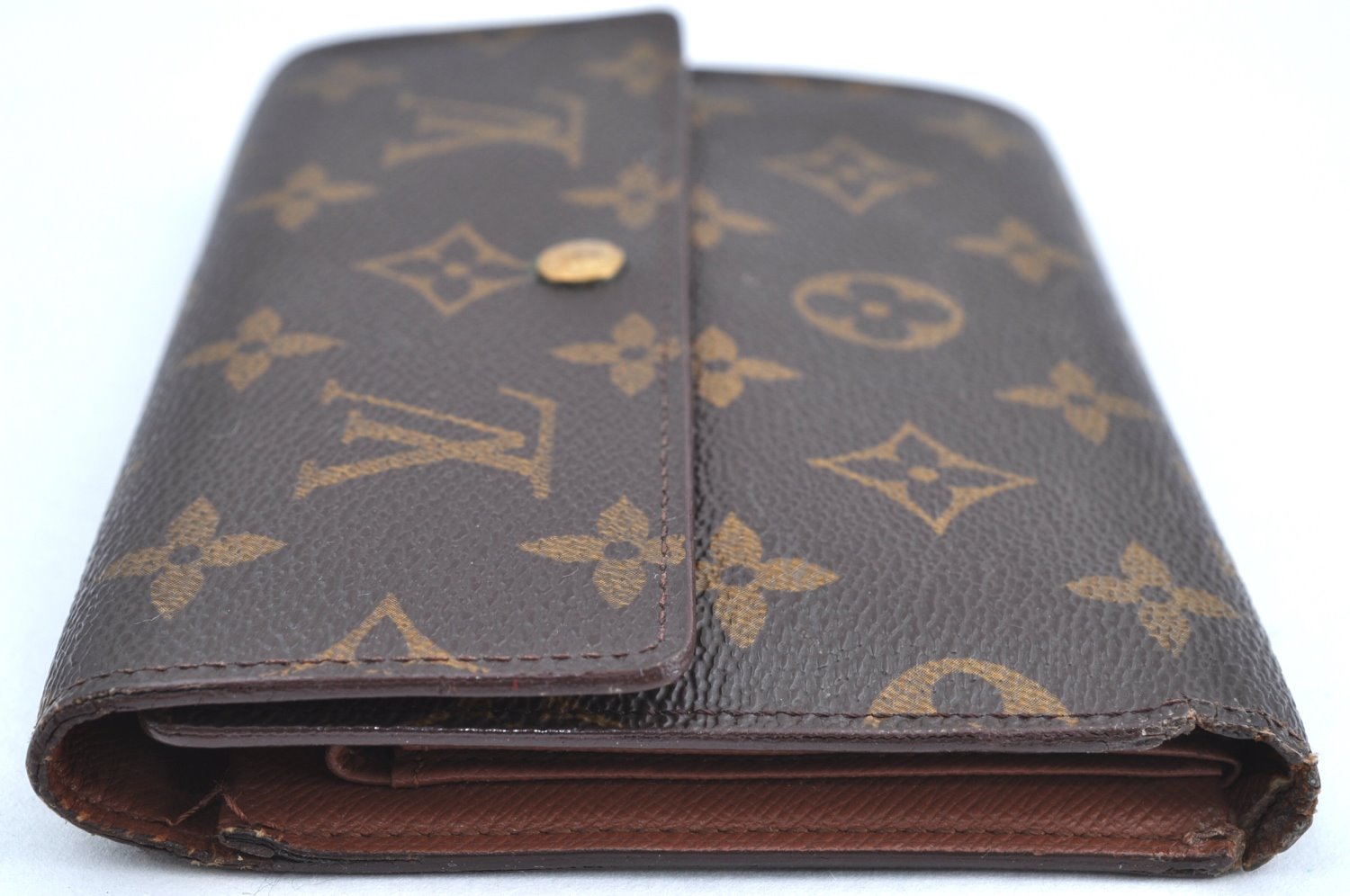 Authentic Louis Vuitton Monogram Porte Tresor Etui Papier Wallet M61202 LV K8519