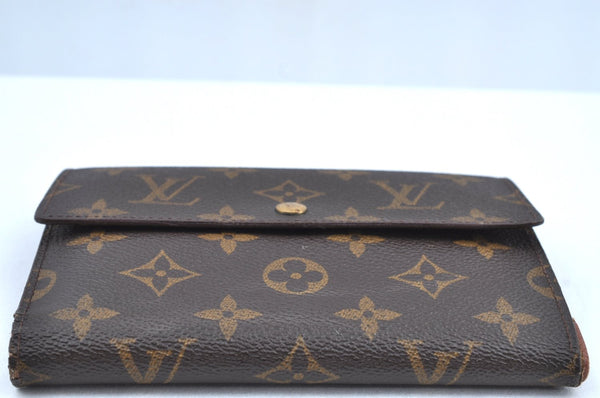 Authentic Louis Vuitton Monogram Porte Tresor Etui Papier Wallet M61202 LV K8519