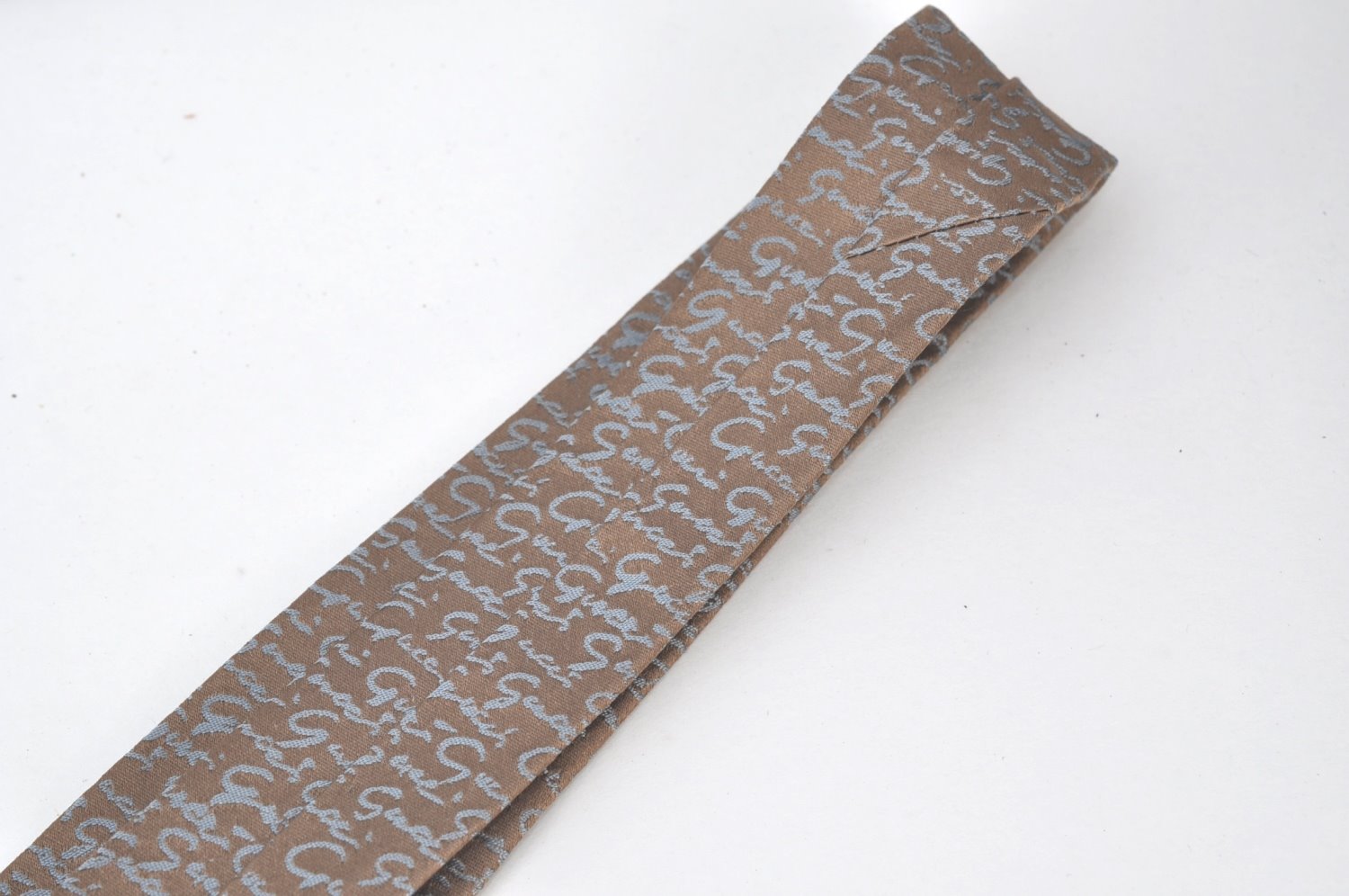 Authentic GUCCI Vintage Tie Necktie Logo Pattern Silk Brown K8522