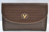 Authentic MARIO VALENTINO V Logo Clutch Hand Bag Purse PVC Leather Brown K8523