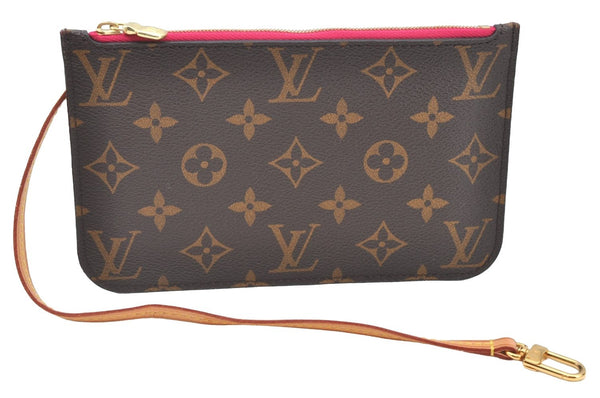 Authentic Louis Vuitton Monogram Neverfull Pouch Purse Clutch Bag Pink LV K8550