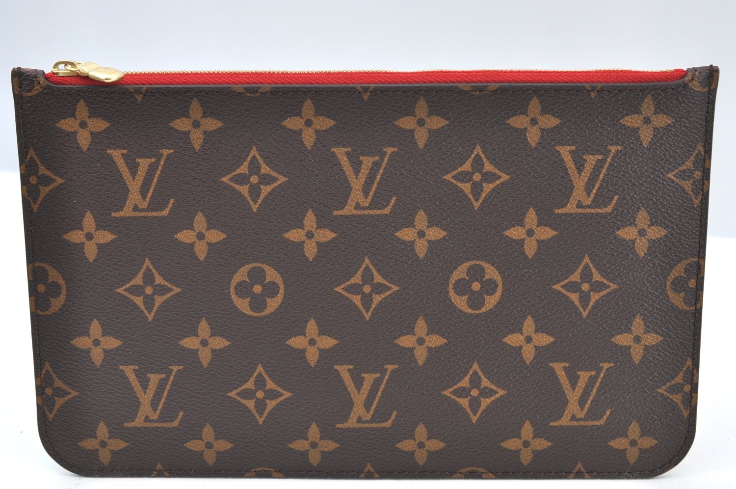 Authentic Louis Vuitton Monogram Neverfull Pouch Purse Clutch Bag Red LV K8556