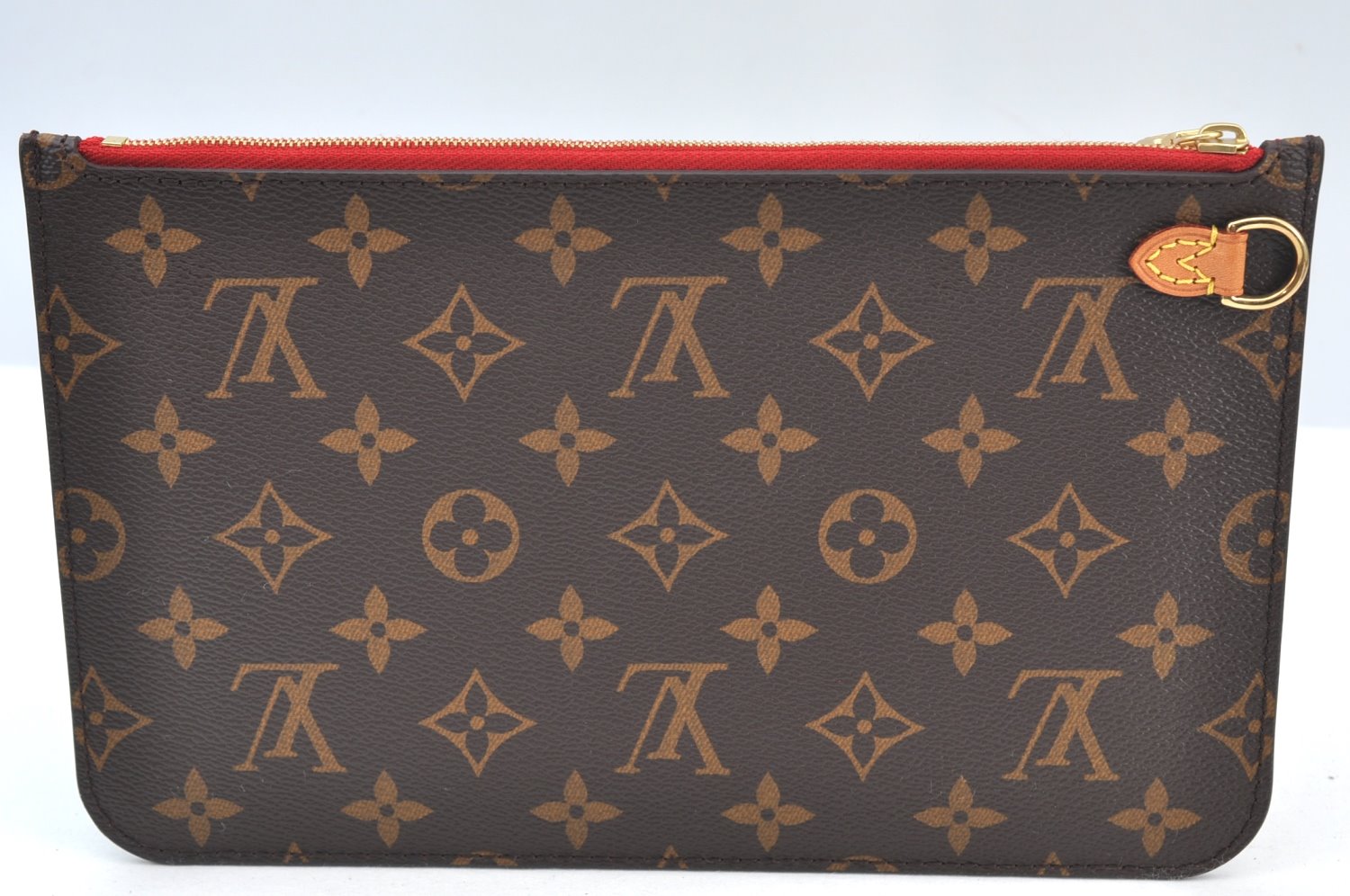 Authentic Louis Vuitton Monogram Neverfull Pouch Purse Clutch Bag Red LV K8556