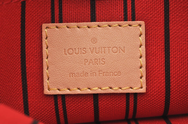 Authentic Louis Vuitton Monogram Neverfull Pouch Purse Clutch Bag Red LV K8556