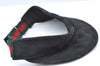 Authentic GUCCI Web Sherry Line Sun Visor GG Canvas Leather Size S Black K8562