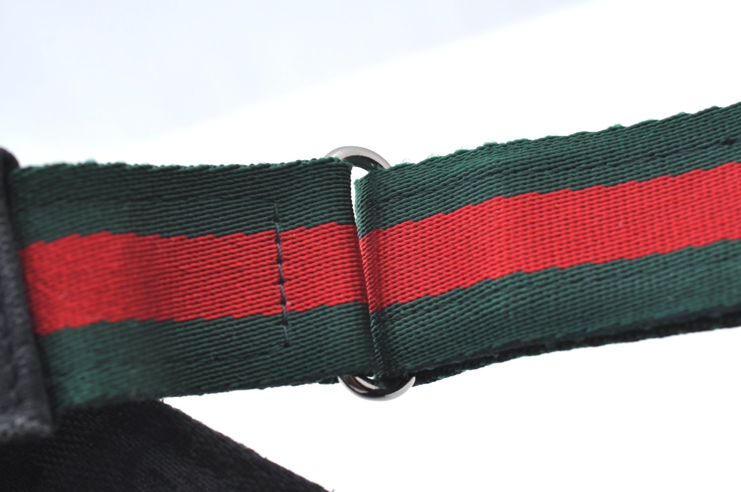 Authentic GUCCI Web Sherry Line Sun Visor GG Canvas Leather Size S Black K8562