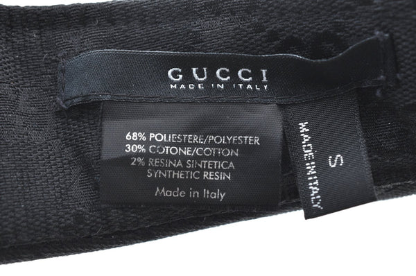 Authentic GUCCI Web Sherry Line Sun Visor GG Canvas Leather Size S Black K8562