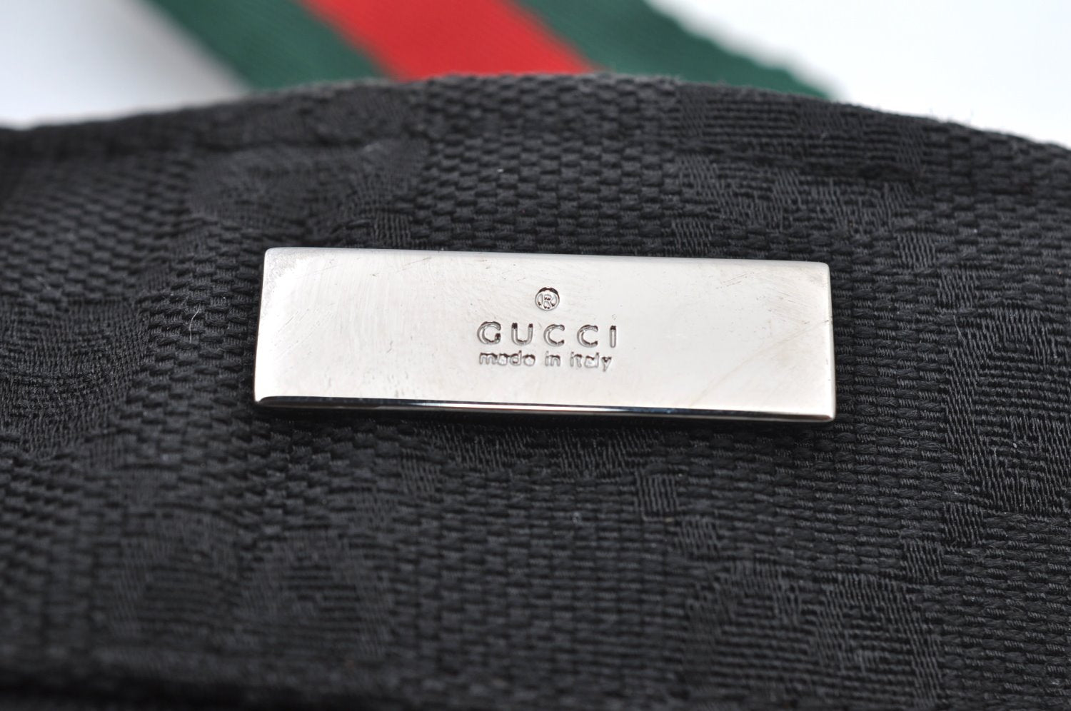 Authentic GUCCI Web Sherry Line Sun Visor GG Canvas Leather Size S Black K8562