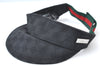 Authentic GUCCI Web Sherry Line Sun Visor GG Canvas Leather Size S Black K8562