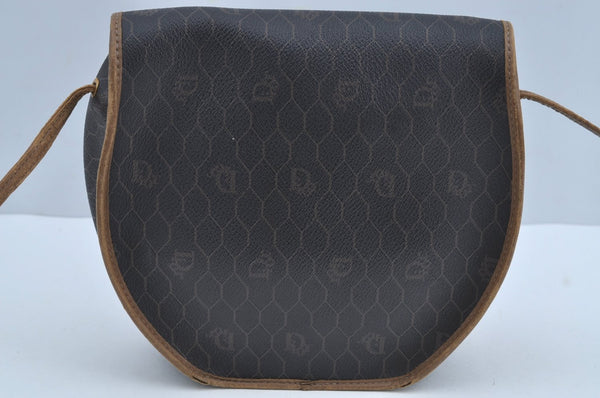 Authentic Christian Dior Honeycomb Shoulder Cross Bag PVC Leather Black K8567