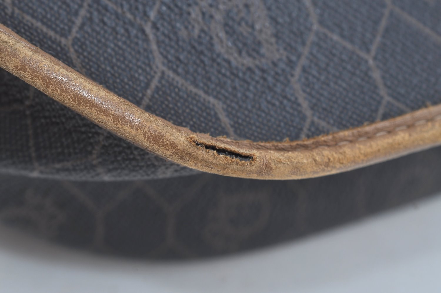 Authentic Christian Dior Honeycomb Shoulder Cross Bag PVC Leather Black K8567