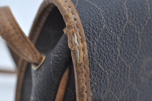 Authentic Christian Dior Honeycomb Shoulder Cross Bag PVC Leather Black K8567